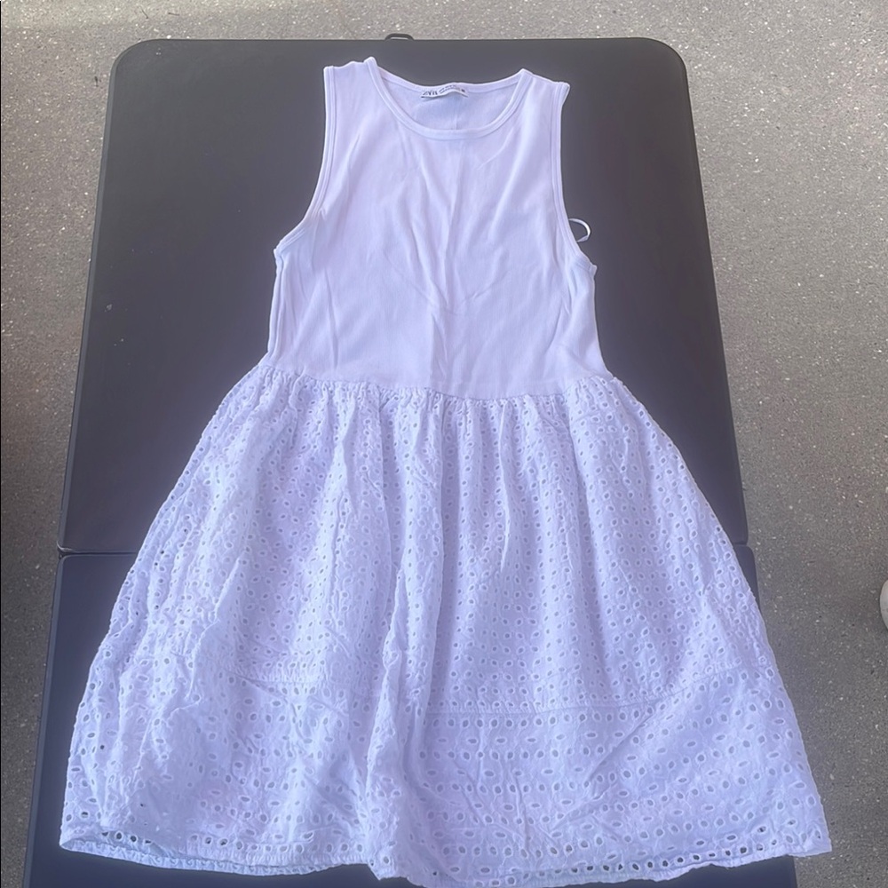 Zara White Halter Sundress Sleeveless Mini